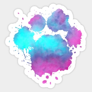 Watercolor pink and blue cute colorful dog paw - Dog Lover Owner Gift Sticker